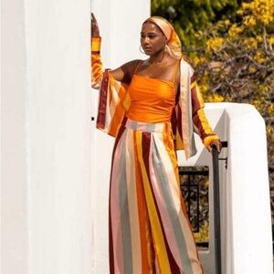 Fe Noel Striped Multicolor Women's Wide Leg Pants